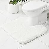 Ruggnovea Toilet Rugs U-Shaped Mat 24x22, Contour Bathroom Mat - Ultra Soft & Absorbent Microfiber, Quick-Dry, Machine Washable with High Density Foam Latex Non Slip Backing, White