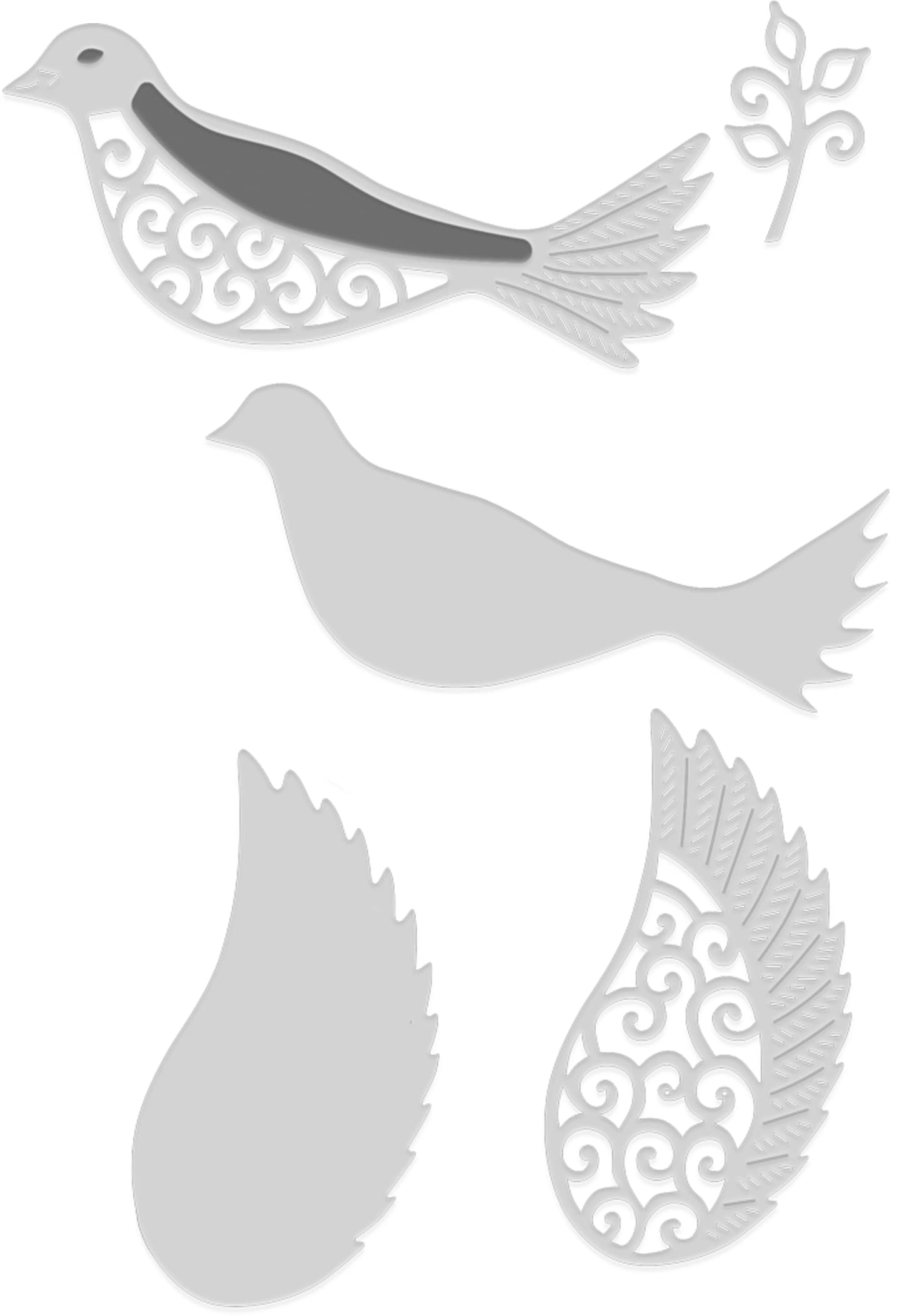 Sweet Dixie Metal Cutting Dies Layered Dove, Silver, SDD603