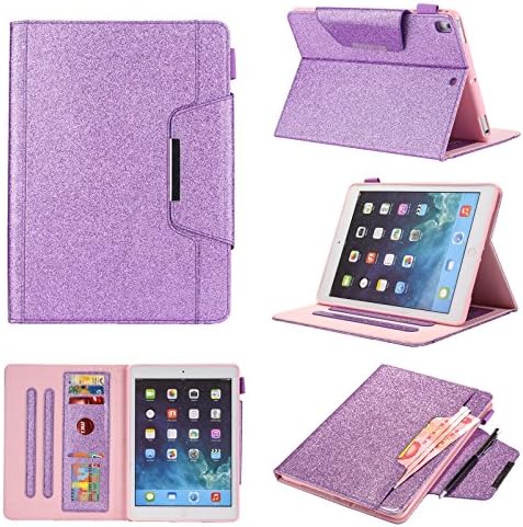 iPad 9.7 Inch 2018 2017/iPad Air 2/iPad Air PU Leather Case- Anvas [Large Pocket] Stand Shell Multi-View Cover,Auto Wake/Sleep for Apple iPad 6th/5th Gen, iPad Air 1 2,Purple