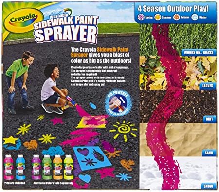 picture Crayola Sidewalk Paint Sprayer Kid-Powered Spray Art crayola washable sidewalk paint sprayer kit outdoor art gift for kids 6 up includes paint sprayer neon paint bottles stencils for creating vivid