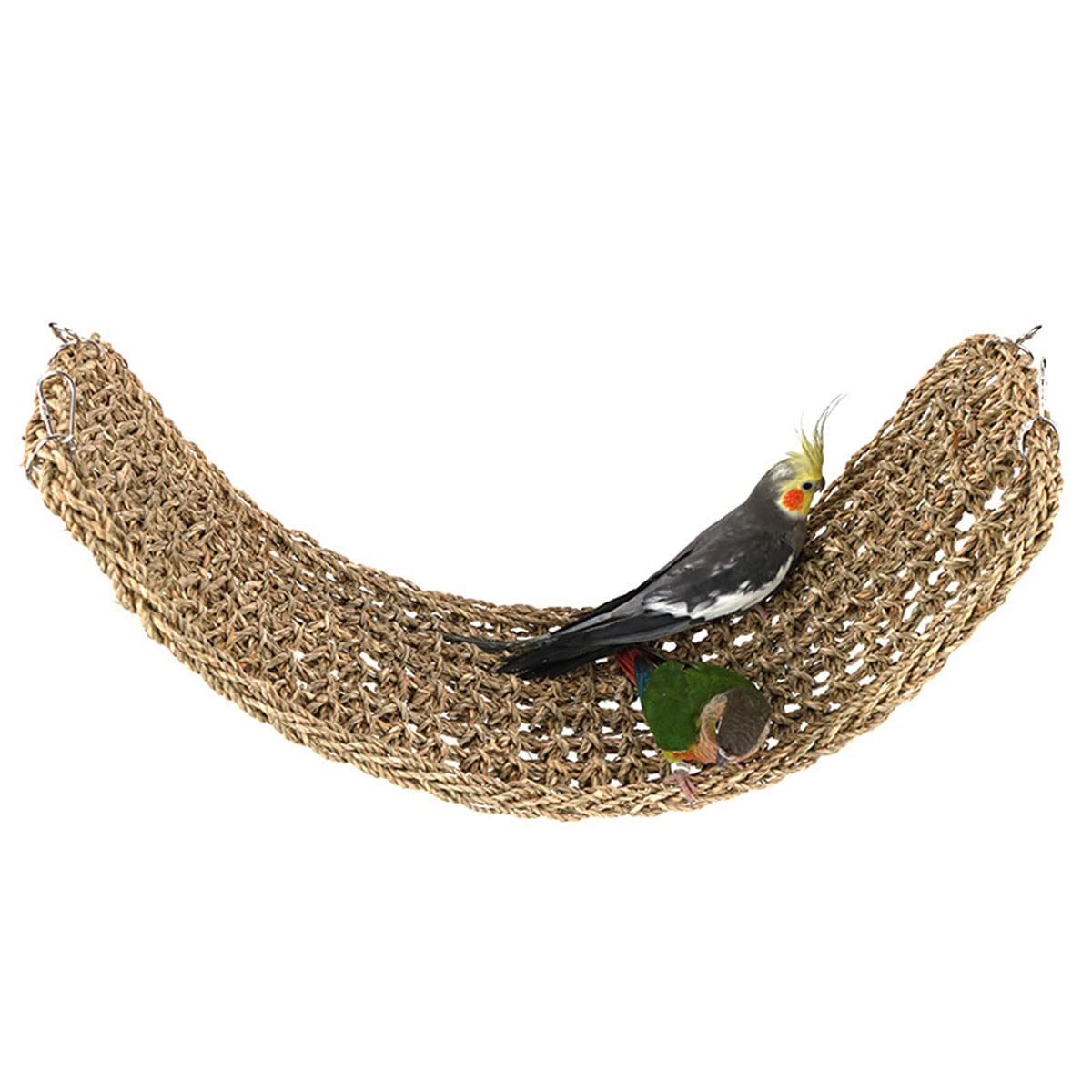 ZYYRSS Bird Seagrass Mat, 74 x 19CM Parrot Grass Woven Hammock Parakeet Cuttlebone Chew Toys Accessories Cockatiel Climbing Rope Ladder for Lovebird Conure Budgie,Cockatoo Supplies