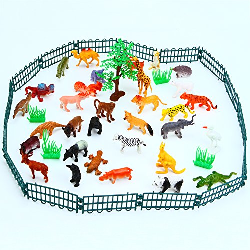 image for Aneco 82 Pieces Animals Figures Mini Jungle Animals Toys Set Realistic