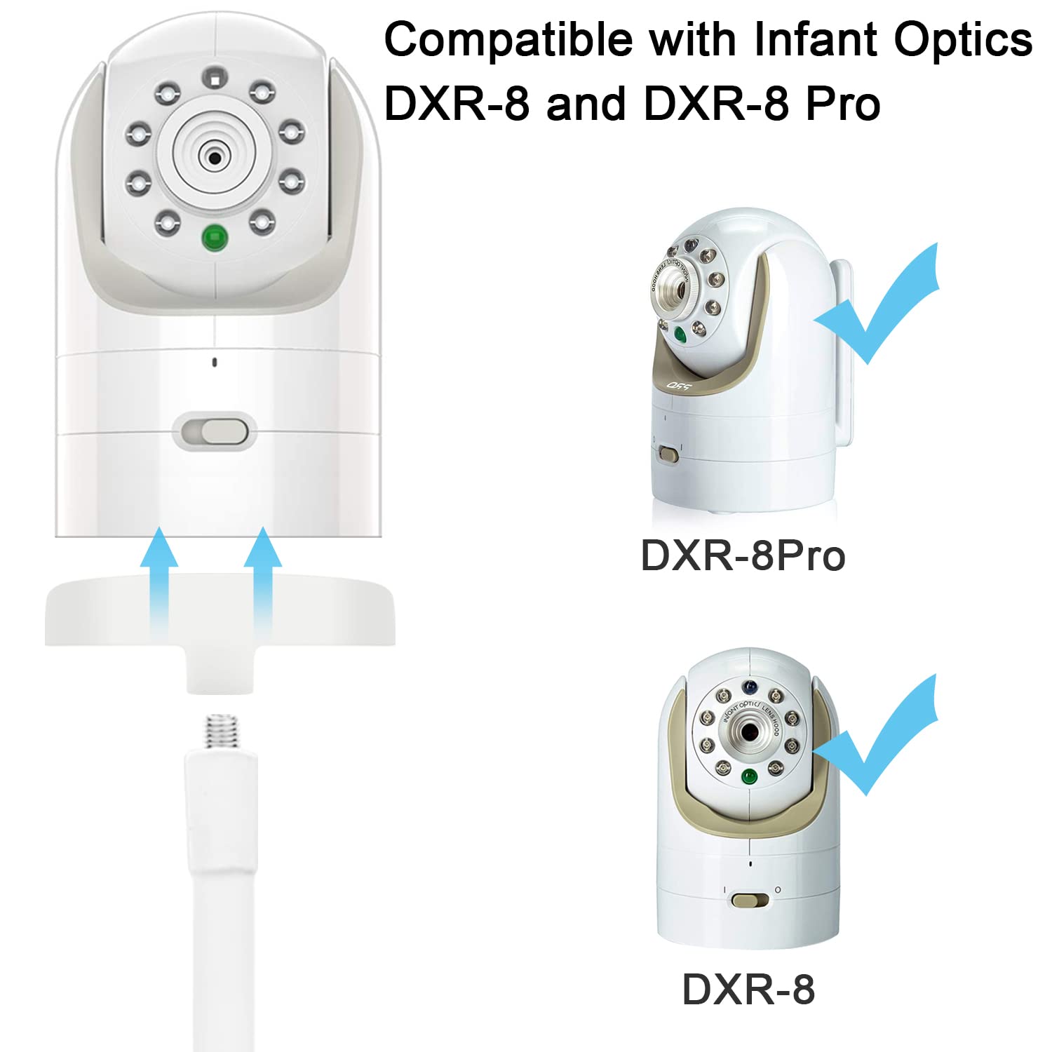 Flexible Clip clamp Mount Compatible with Infant Optics DXR-8 and DXR-8 PRO Video Baby Monitor Camera 15.7 inches Flexible Long Gooseneck Arm, Baby Monitors Holder for Crib Baby Camera Stand