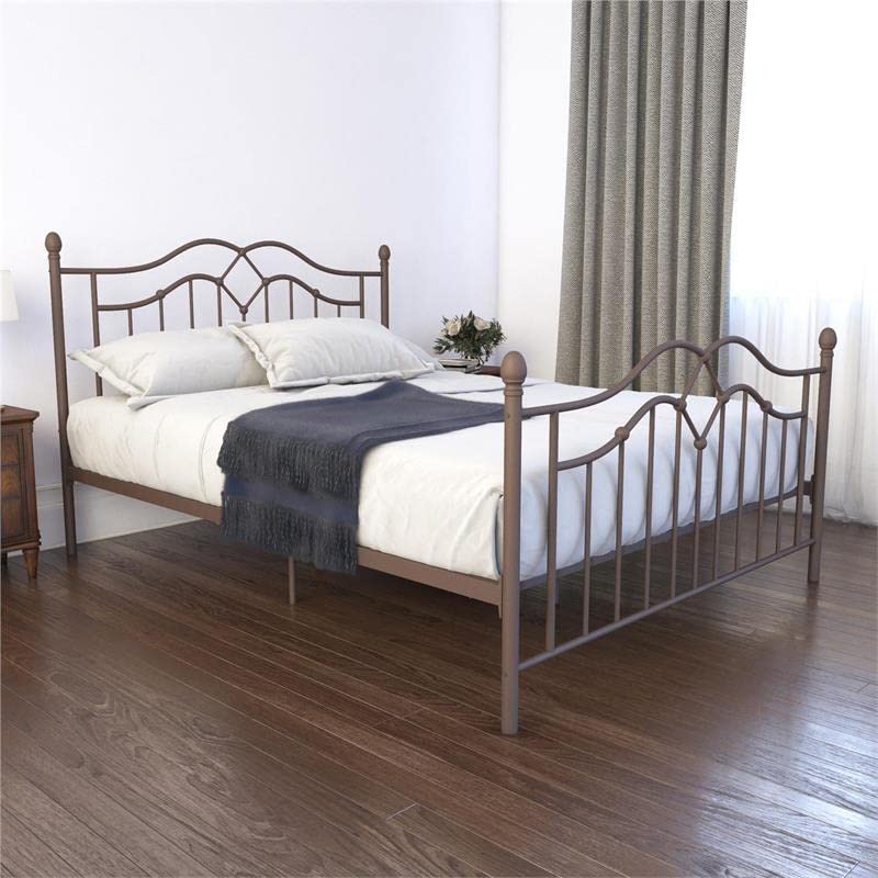 DHP Tokyo Metal Platform Bed with Classic Finial Post Headboard and