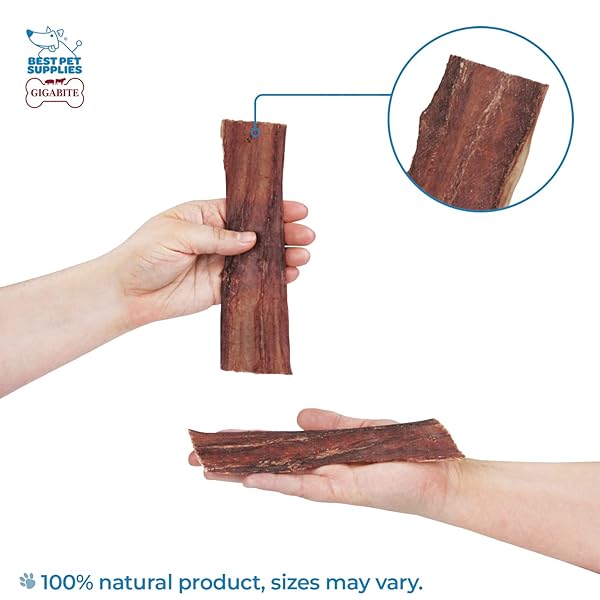GIGABITE SINGLE INGREDIENT ALL NATURAL FREE RANGE BULLY TREATS AND CHEWS – BULLY STICKS/BLADDER STICKS/BEEF ESOPHAGUS BY BEST PET SUPPLIES – ESOPHAGUS STRIPS (6 INCH), PACK OF 22