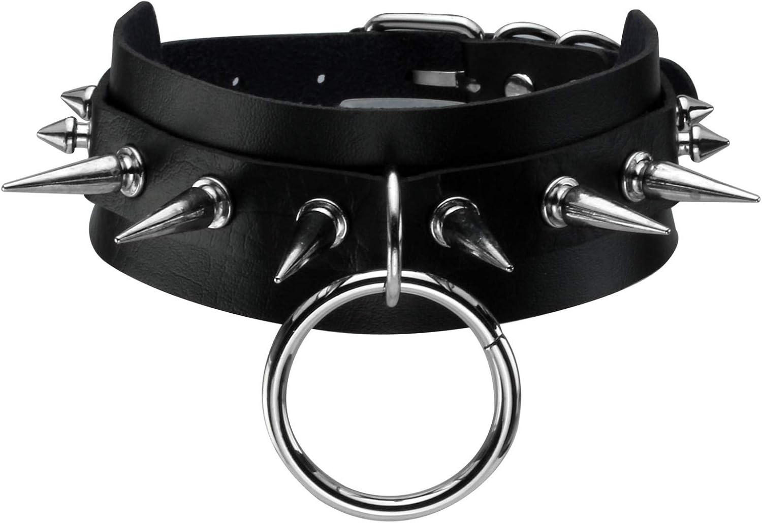 MILAKOO Vintage Punk Goth Studded Rivet Pu Leather Collar Choker Chain Necklace, 1 Black,white Spike