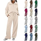 JiXiang Sweatsuits Women 2 Piece Outfit Fall Travel Outfits Long Sleeve Tracksuit Joggers Half Zip Sweatshirt Matching Sets