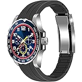 Hstrap 20mm 22mm Rubber Watch Strap for Women Men, Curved End No Gap Silicone Watch Bands Replacement with Solid Double Locking Buckle