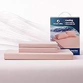 Dream Valley® Queen Sheet Set, Cooling Fitted Sheet with 2 Pillowcase-3 PCS with No Flat Sheet,Q-Max > 0.4 Aerocool, Cooling for Night Sweats, Hot Sleepers,deep Pocket up to 15",Pink Blush