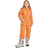Haloumoning Kids Snow Suit Girls Hooded Waterproof Insulated One Piece Ski Suit 5-14 Years