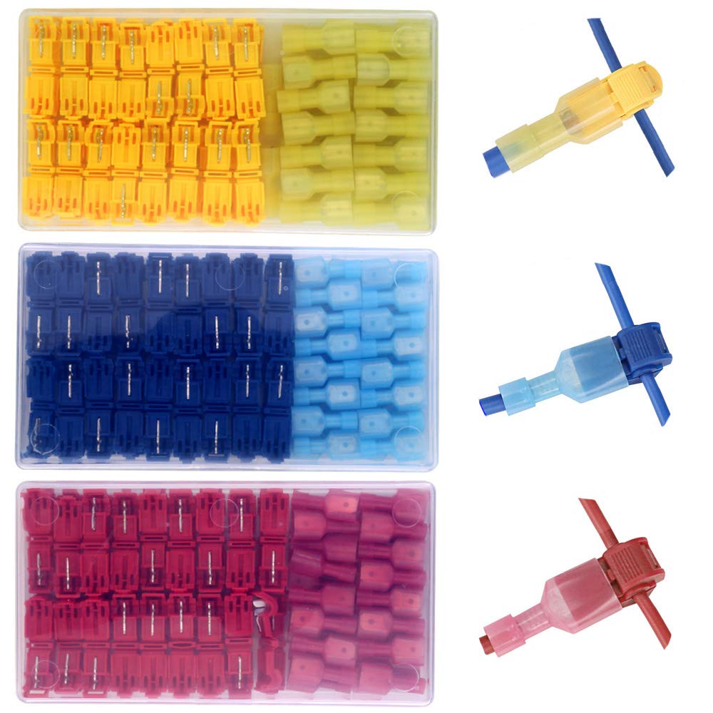 Gebildet 180 Pieces Electrical T Tap Connectors - Quick Wire Splice Taps and Insulated Male Terminals Fast