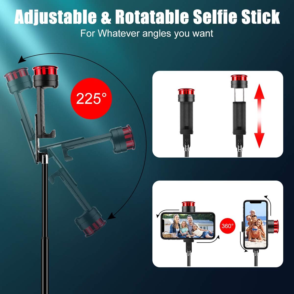Selfie Stick Tripod, CAFELE All in One Extendable Tripod Stand with Detachable Bluetooth Remote,Lightweight Aluminum Tripod for iPhone 11/XS MAX/X/8/8 Plus, Galaxy S10/S9/S9 Plus, More: Camera & Photo