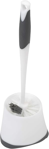 Clorox Corner Toilet Bowl Brush with Under Rim Scrubber, Includes Corner Storage Caddy, White