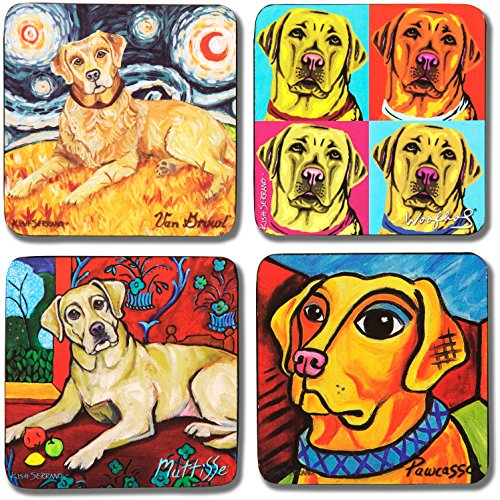 Pavilion Gift Company 12075 Paw Palettes "Yellow Lab" Coaster, 4 by 4-Inch, Set of 4