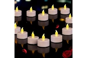 PILLOBOX Battery Operated Flameless Tea Lights : 24PACK LED Electric Candles Lamp Realistic and Bright Flickering Holiday Gift Long Lasting for Birthday Wedding Party Celebrations Decoration Warm Yellow