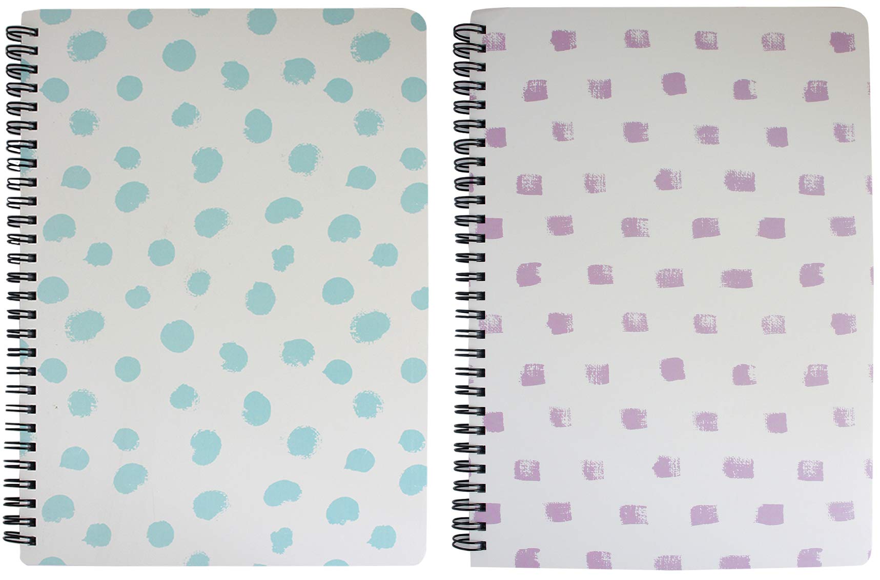 Emartbuy Printed Hard Cover Spiral Exercise Book Diary Notebook Notepad Writing Journal Ruled A5 Size 80 Sheets (160 Pages) - White/Pink, White/Blue, Set of 2
