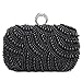 Chichitop Womens Luxury Special Crystals Beaded Pearl Evening Clutch Bag,Black