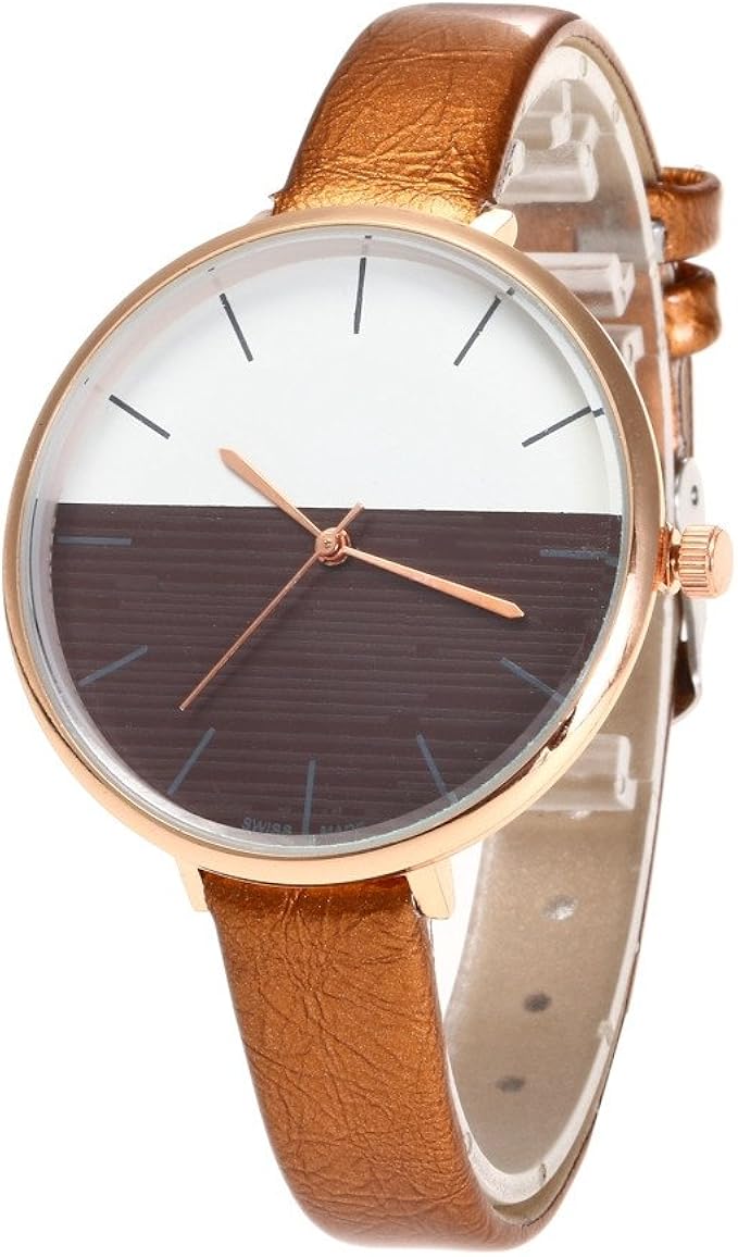 Ladies Leather Watches, Apacy Women Casual Checkers Faux Leather Quartz Analog Wrist Watch