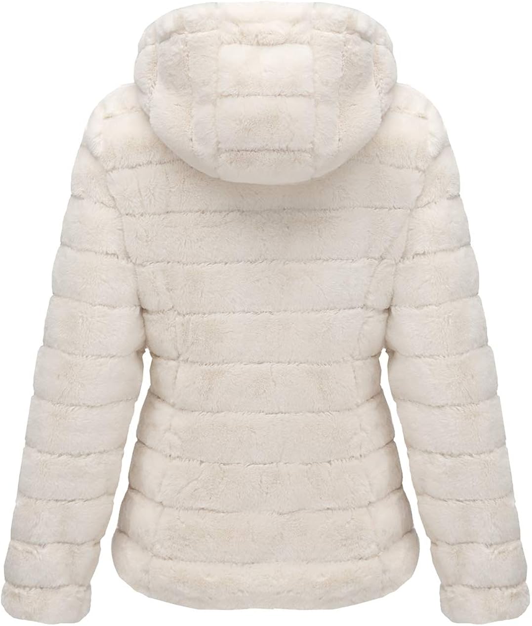 Bellivera Women's Faux Shearling Shaggy Coat，Fashion Long Sleeve Zip Up Jacket Hooded for Spring Fall and Winter: Clothing