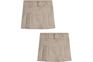 dELiA*s Girls' School Uniform Skirt - 2 Pack Belted, Two Tab, Two Button Pleated Skort - Twill Scooter Skirts for Girls, 4-16
