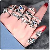 JoyJon 26 PCs Knuckle Ring Set Vintage Hamsa Hand Bohemian Elephant Crown Sun Moon Rhinestone Joint Rings for Girls Women Mom Mother’s Day Gift
