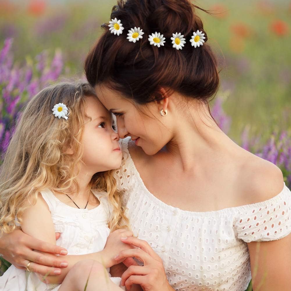 Flower Hair Clips, 16pcs Daisy Hair Clips and Daisy Hair Pins Flower Hair Accessories for Women Girls Hair Decoration - Image 5