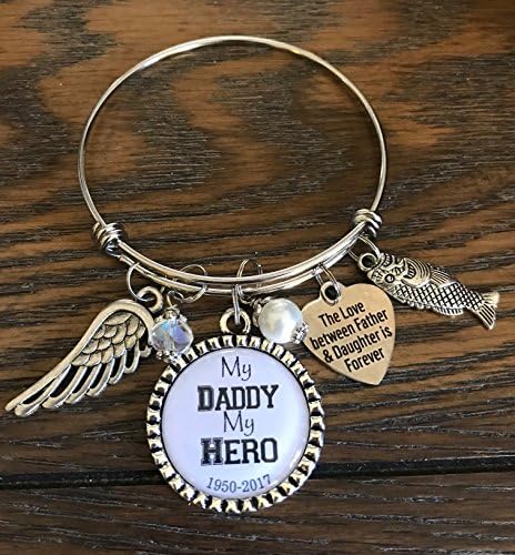 My daddy my hero memorial bangle bracelet ~ custom sympathy jewelry