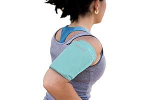 E Tronic Edge Phone Holder for Running, Cell Phone Arm Bands with Reflective Logo, Phone Strap Armband Fits iPhone and Android, Use for Running, Walking, Hiking and Biking, Turquoise, Medium