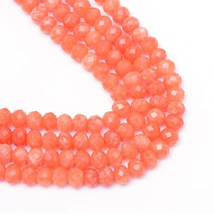 30stk. Edelstein Achat Perlen Koralle Lachs 4mm Dragon Veins Rondelle Facettiert Halbedelstein chmuckperlen Schmuckstein Perl