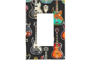 OSAM SPACE Guitar Pattern Music Theme Outlet Covers 1 Gang Rocker Wall Plates Decorative Light Switch Cover Plate Single Rock