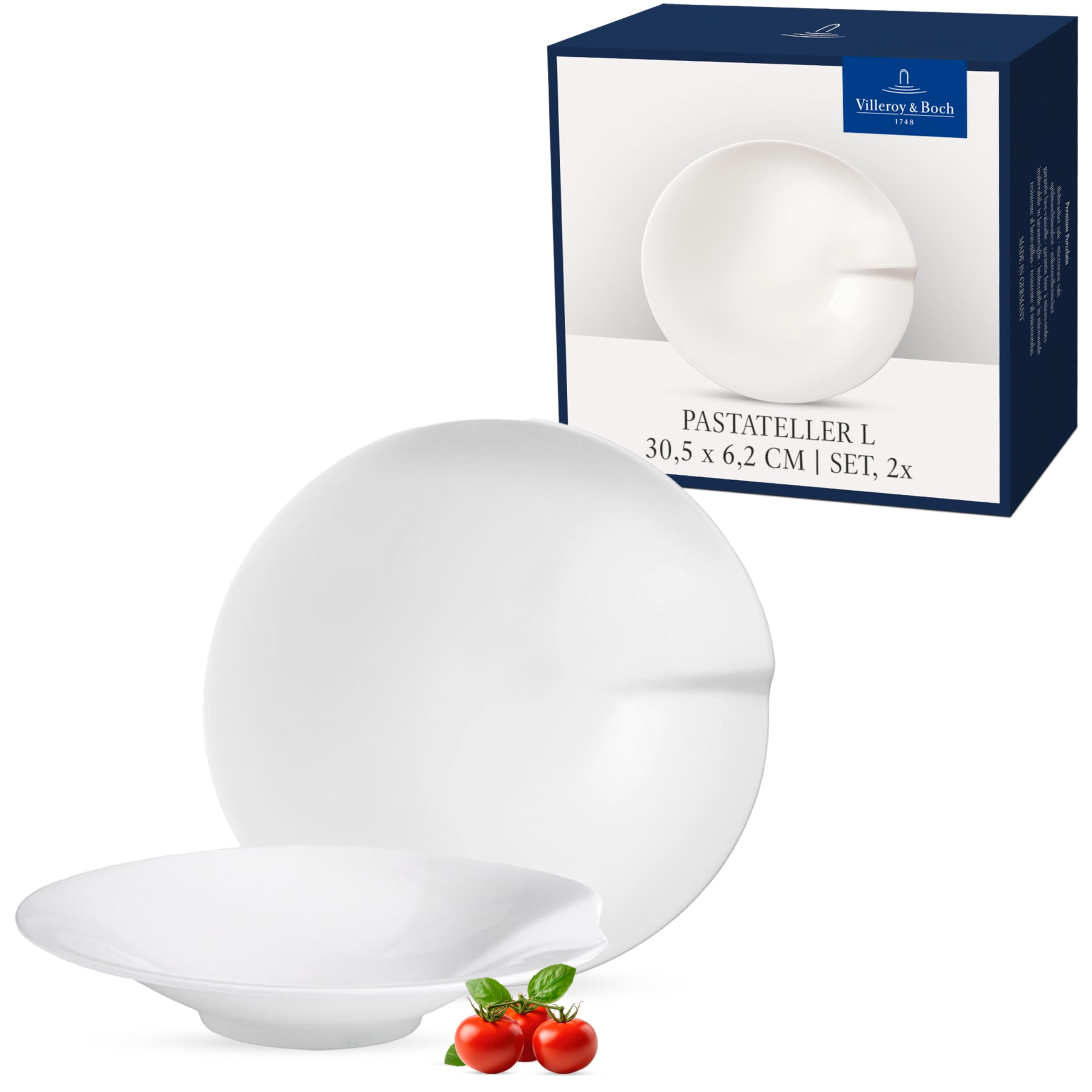Villeroy & Boch - Pasta Passion Pasta Plate L, 2 part, dinner plate for pasta made of premium porcelain, dishwasher safe, 30.5cm