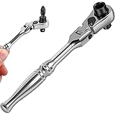 LYDODOKA 1/4-Inch Drive Ratchet, 72-Tooth Flex Head Ratchet, 2 in 1 Chrome Vanadium Steel Ratchet Handle, Quick Release Locki