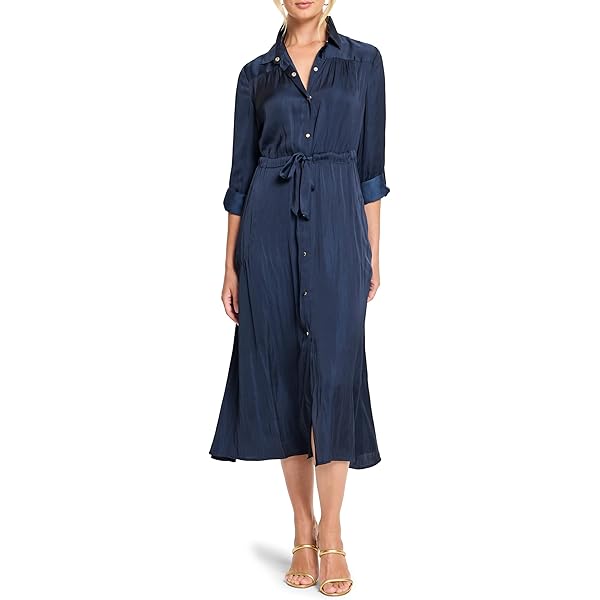 NIC+ZOE Women's Double Gauze Mixed Stripe Dress, Blue Multi at