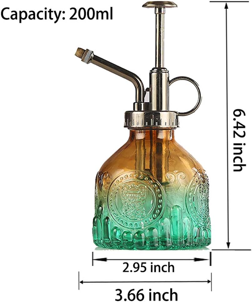 ZIUHEOA Plant Mister Glass Watering Spray Bottle 6.4" Tall Watering Can Retro High-Atomization Nozzle Sealed Leak-Proof,for Garden Plants Flower (Yellow blue gradient) - Image 4
