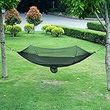 isYoung Hammock with Mosquito Net Parachute Fabric Hammock Net, Durable and Portable , Suit for 2 Persons, Tree Tent, Outdoors (Black / Army Green)