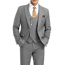 Aowdoy Men's Suits 3 Piece Slim Fit Tuxedo Suit One