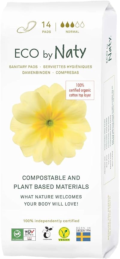 Naty Sanitary Pads Normal Plantbased 14 Count Organic Cotton Menstrual