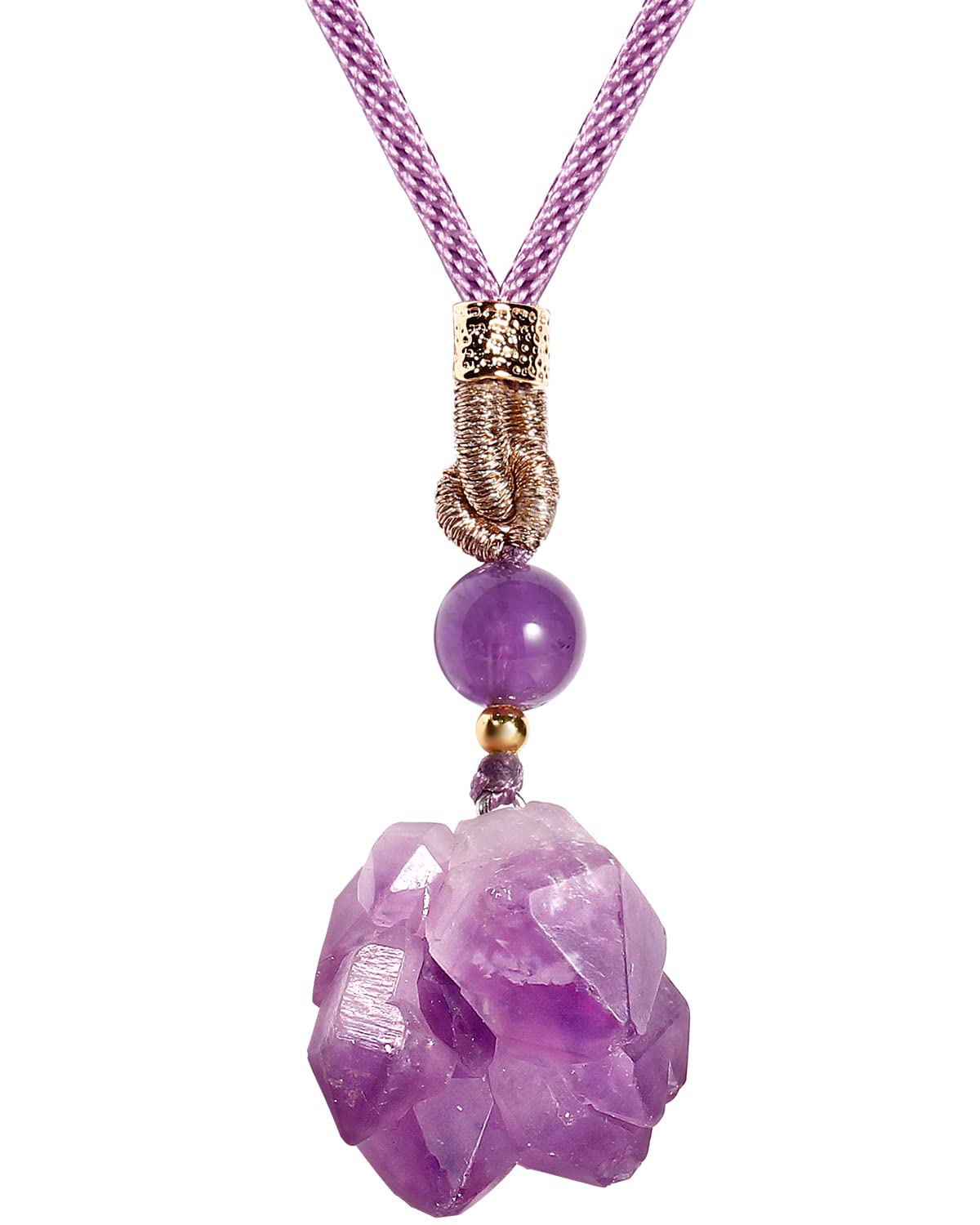 Wizock Raw Amethyst Quartz Necklaces for Women Pendant Necklace Chakra Spiritual Crystals Stone Love Jewelry Gifts