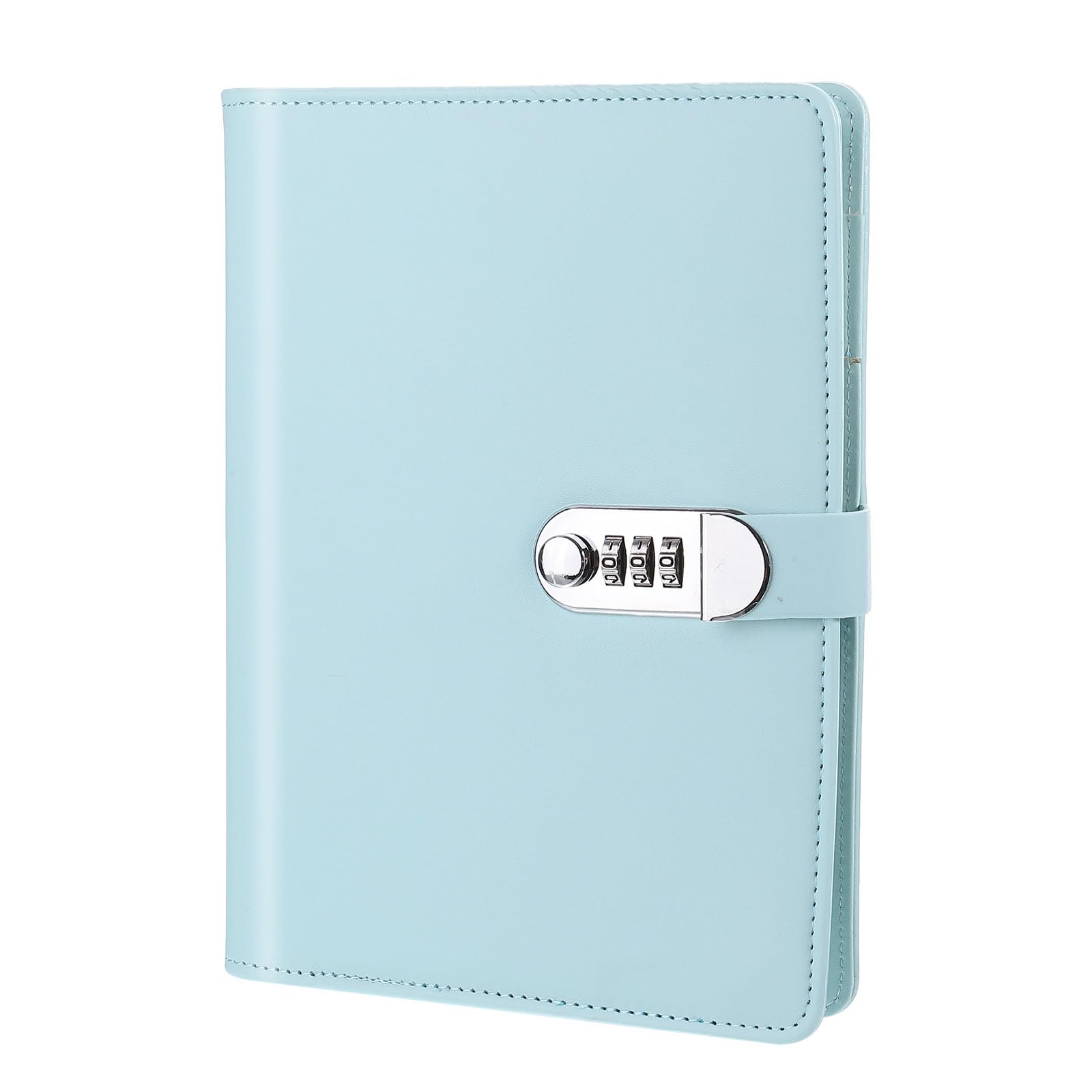 PATIKIL A5 Diary with Lock, Journal with Lock Cute Journaling Leather Notebook Journal 90 Pages Diary Binder Refillable Paper with Pen Card Slot Waterproof for Women Gifts Men, Blue