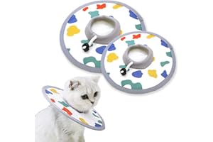Konnfeir Cat Cone Collar 2pcs Adjustable Protective Collar for Pet Cat Recovery Collar Wound Healing (A-Milk, M+L)