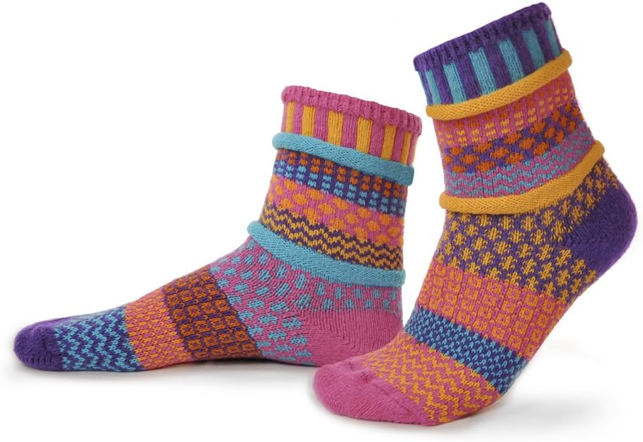 Solmate Socks - Mismatched Crew Socks; Made in USA; Carnation Large