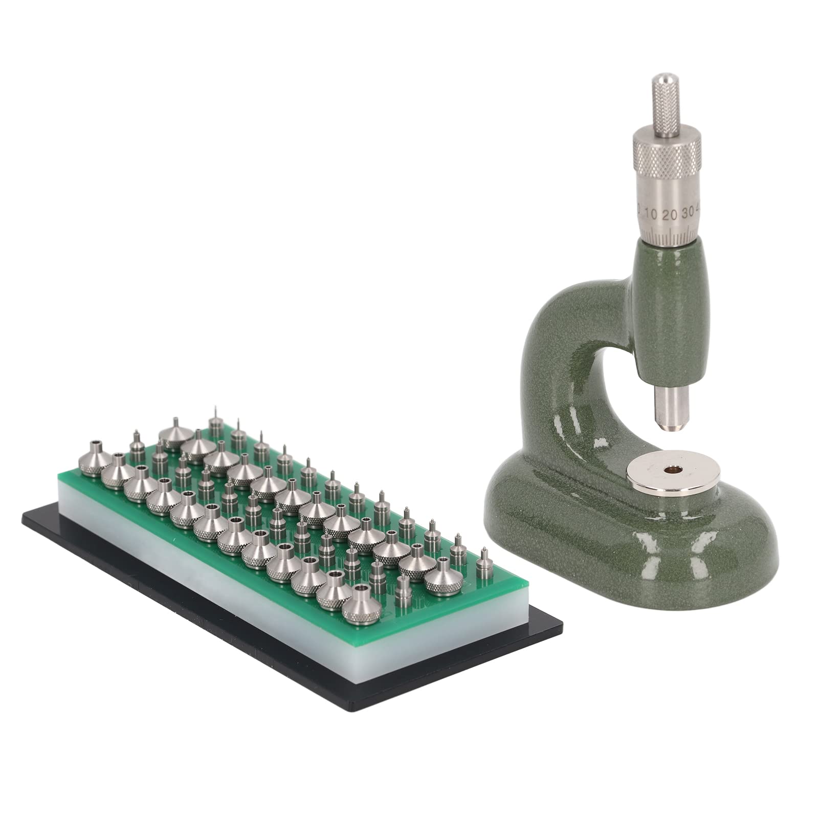 ViaGasaFamido ViaGasaFamido Watch Press Tool Kit 48Pcs Dies Watch Repair Tool Watch Opener Watch Back Case Closer Watchmaker Jewelling Tool Aluminum Alloy Green with Storage Box