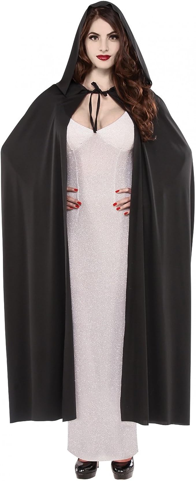 Long Hooded Black Cape Adult Costume Clothing