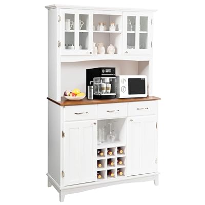 Giantex Buffet Hutch Cabinet with 3 Drawers and Wine Bottle Slots