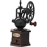 IMAVO Manual Coffee Grinder, Wooden Coffee Bean Grinder with Cast Iron Hand Crank, Antique Design, Perfect for Home,Rustic,Coffee Shop Decoration,Gift