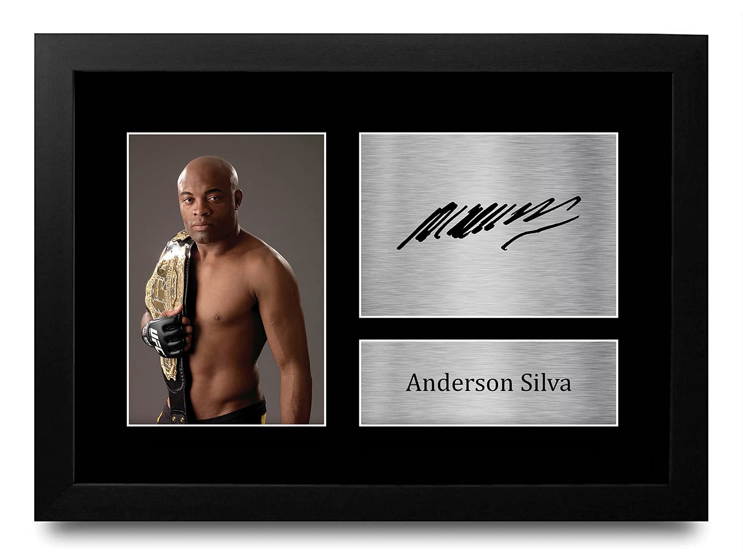 HWC Trading Anderson Silva MMA Gifts Printed Signed Autograph Picture for UFC Memorabilia Fans - A4 Framed