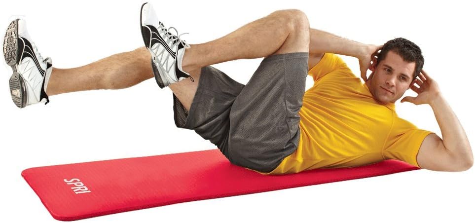 SPRI Exercise Mat for Fitness, Yoga, Pilates, Stretching & Floor Exercises, Black, 48"L x 20"W x 1/2-Inch Thick : Sports & Outdoors