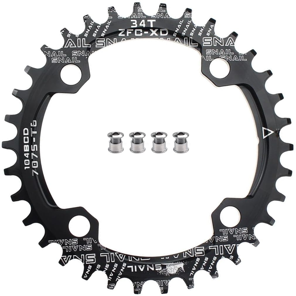 CYSKY 34T Narrow Wide Chainring 104 BCD Bike Single Chainring with 9 10 11 Speed for Road Bike Mountain Bike BMX MTB (34T)