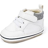 SOFMUO Baby Boys Girls High Top Ankle PU Leather Sneakers Soft Rubber Sole Infant Moccasins Newborn Oxford Loafers Anti-Slip Toddler Wedding Uniform Dress Shoes