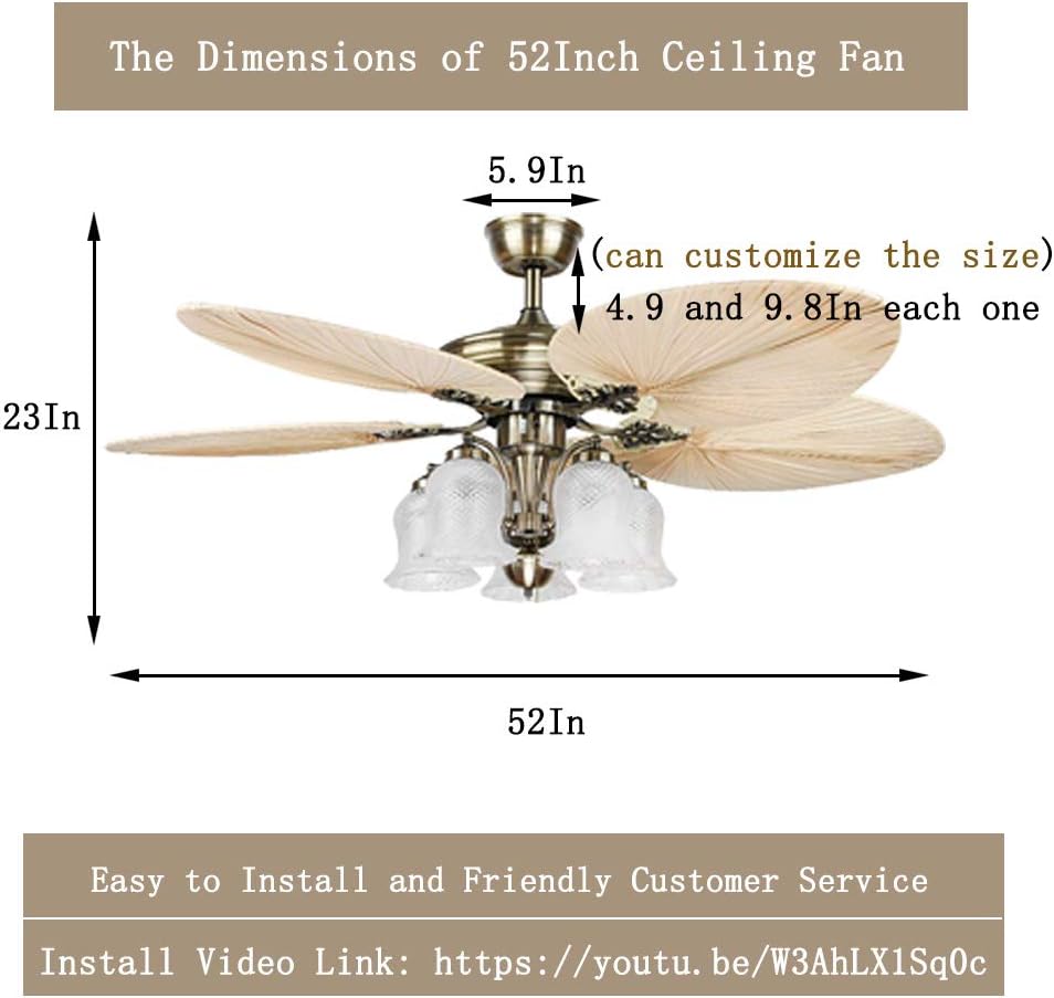 Luxurefan 52 Modern Palm Ceiling Fan Light 3 Speed With Remote